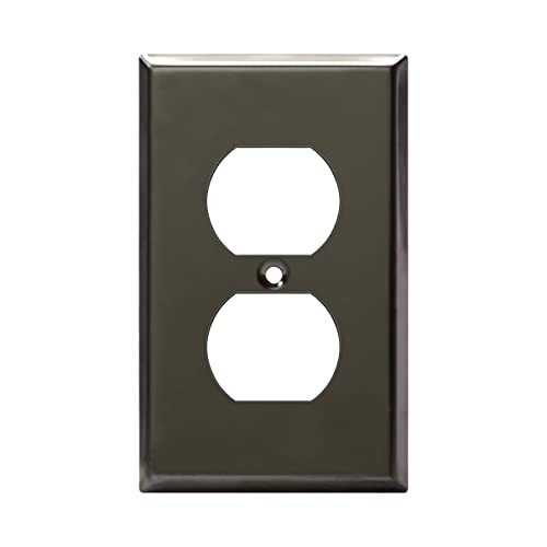 ENERLITES Duplex Receptacle Metal Wall Plate, 1-Gang, Polished Black - color: Polished Black, size: Standard Size