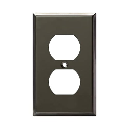 ENERLITES Duplex Receptacle Metal Wall Plate, 1-Gang, Polished Black - color: Polished Black, size: Standard Size