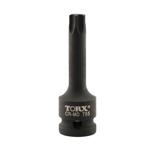 TEMO T55 3" Torx Star 6 Point Black Impact Bit Socket 1/2" Square Drive - size: T55