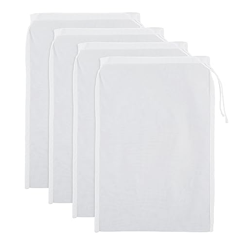 WLLHYF 4 Pack Nylon Nut Milk Bag 8 × 6 Inches Fine Mesh Cheese Cloth Multiple Usage Reusable Food Strainer Professional Cold Brew Filter for Straining Fruit Juice Coffee Tofu Greek Yogurt Tea (8×6in) - size: 8×6 in