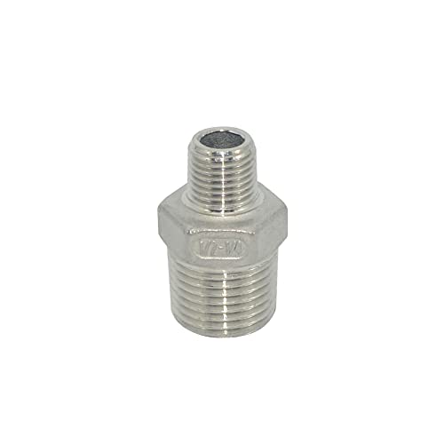 1/2" x 1/4" Male Threaded Reducing Nipple Fitting/Adapter,Stainless Steel SS304 NPT Pipe Hex Reducer - size: 1/2" x 1/4"