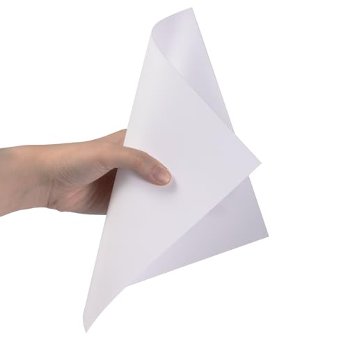 10 Pcs 8”X8” White Opaque Rigid Plastic Sheet, 0.02 inch Thick PVC Sheet 200mm x 200mm for Office DIY Cutting - color: White