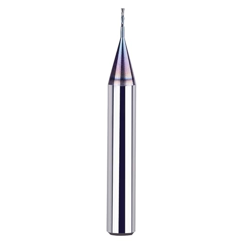 SpeTool 1/32 Down Cut CNC Router Bits 1/4 Inch Shank with TAC Long Life Coated , Solid Carbide Spiral End Mill Plunge Cut for Wood Engraving Carving - size: 1/32" Dia - 1/8" CL -1/4" Shank, style: DOWN CUT