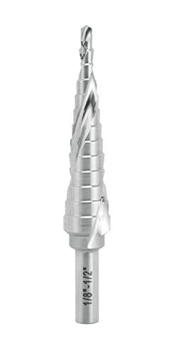 Industrial HSS Step Drill Bit 1/8'' to 1/2'' with 1/4'' Shank, Unibit Double Spiral Flute with 13 Step Size for Metal, Stainless Steel, Aluminum, Plastic - size: 1/8''-1/2''