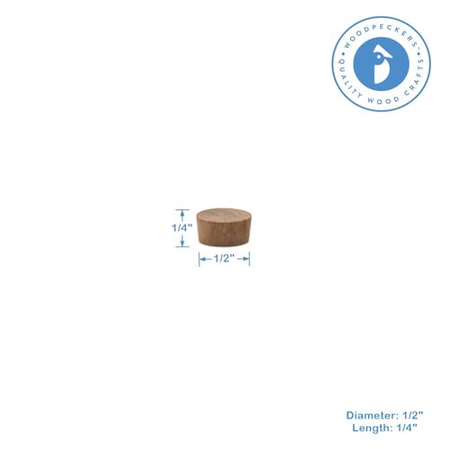 Wood Plugs for Furniture, 1/2 inch Walnut Wood Flat-Head Plug, Wooden Plugs for Screw Holes - Pack of 25 by Woodpeckers - size: 1/2 Inch