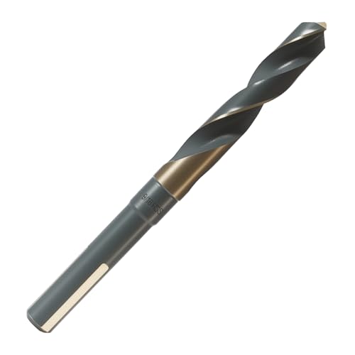 COMOWARE 9/16" Reduced Shank Drill Bit, M2, Black & Gold Drill Bit with 3-Flat 1/2" Shank, 135° Split Point, Metal Drills Bits for Steel/Aluminum/Iron/Plastic/Wood, for Electricians & DIY - color: 9/16
