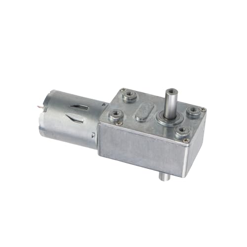 Antrader 1Pcs Worm Gear Motor,DC 12V 6rpm Gear Motor,Double Shaft Self Locking Electric Motor,Reversible High Torsion Worm Speed Reduction