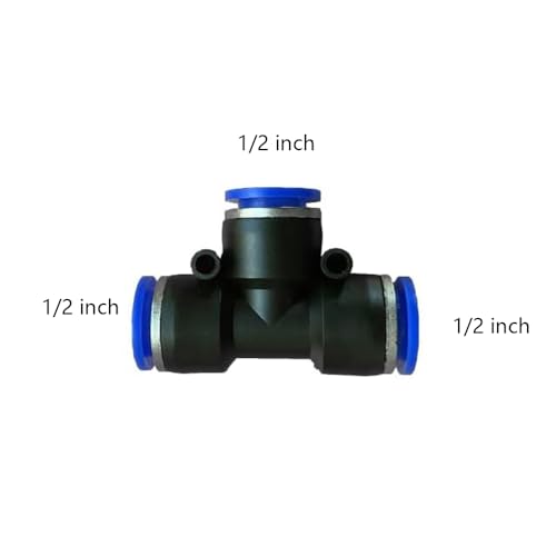 5 Pcs 1/2" x 1/2" x 1/2" Pneumatic T Shaped 3 Way Tube Reducer Connector, Quick Push to Connect Tee Fitting - size: 0.5 Inch, style: Tee Union