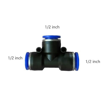 5 Pcs 1/2" x 1/2" x 1/2" Pneumatic T Shaped 3 Way Tube Reducer Connector, Quick Push to Connect Tee Fitting - size: 0.5 Inch, style: Tee Union