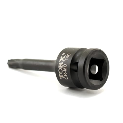 TEMO T40 3" Torx Star 6 Point Black Impact Bit Socket 1/2" Square Drive - size: T40