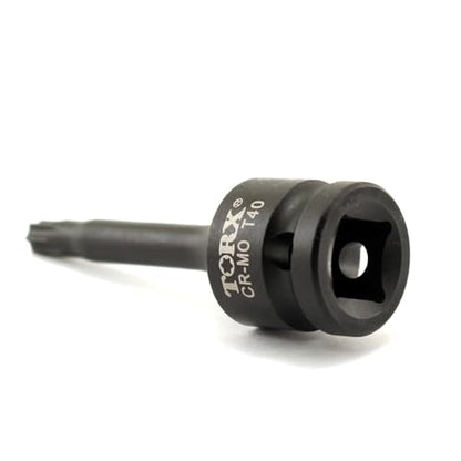TEMO T40 3" Torx Star 6 Point Black Impact Bit Socket 1/2" Square Drive - size: T40