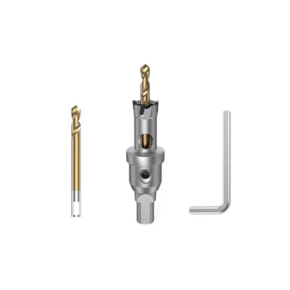 HUHAO TCT Hole Saw Kit 9/16"(14mm),Heavy Duty Tungsten Carbide Tipped Hole Drill Bit with Titanium-Plated Pilot Drill bit,Tipped Hole Cutters for Hard Metal,Alloy,Stainless Steel,Plastic,Iron - size: 9/16"(14mm)