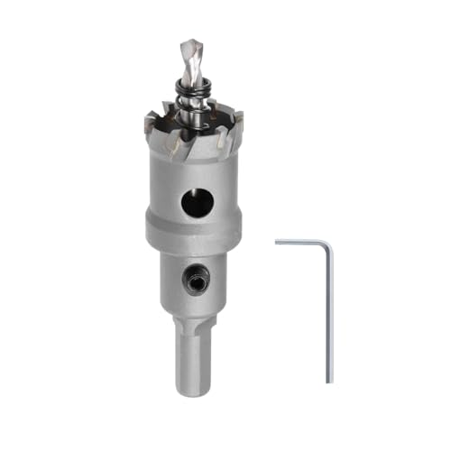 1-Inch (25.5mm) TCT Hole Saw Kit, Tungsten Carbide Tipped Heavy Duty Hole Cutter with Spring-Loaded Pilot Drill Bit for Stainless Steel, Hard Metal, Iron, Wood, Plastic (1" (25.5mm))