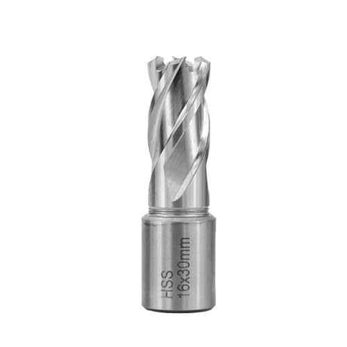 Shank HSS Annular Drill Bit 12-42x30mm TiN Coated Hollow Drill Bit for Metal Cutting Weldon Shank Core Drill Bit (16x30mm) - size: 16x30mm