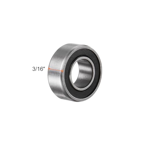 uxcell R188-2RS Deep Groove Ball Bearing, 10pcs 1/4" x 1/2" x 3/16" Chrome Steel Z2 Double Rubber Sealed Bearing - size: 1/4" x 1/2" x 3/16"