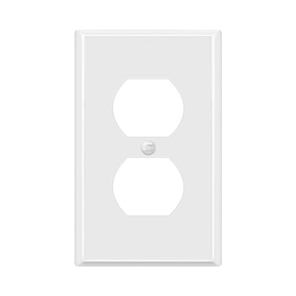 ENERLITES Duplex Receptacle Outlet Metal Wall Plate, 1-Gang, White Gloss - color: White Gloss, size: Standard Size