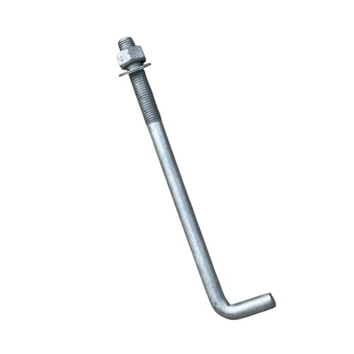 Sandbaggy 3/4" x 10" Threaded Concrete Anchor L-Bolts (Nuts & Washers Included) - Hot Dipped Galvanized - Sill Plate, Base Plate, Masonry, Wood, Cement Anchors, J Bolt (1, 3/4" x 10") - size: 3/4" x 10"
