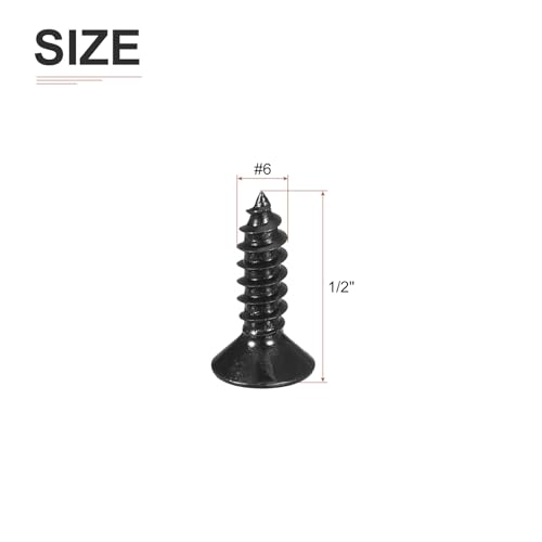DTGN 100Pcs #6x1/2 Flat Head Wood Screws, 304 Stainless Steel Phillips Self Tapping Screws - Good for Woodworking, Furniture - Black - color: Black, size: #6x1/2"