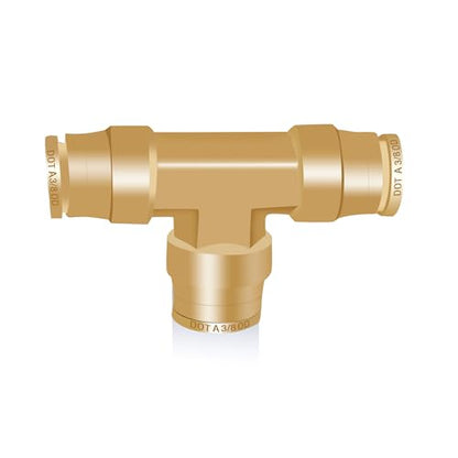 Siptenk 3/8" OD Tube Brass Push to Connect Fitting for Truck Trailer - color: 1 PC 3/8" OD Tee