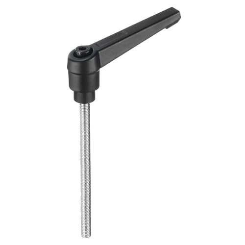 uxcell Adjustable Clamping Lever Handle M5(0.8mm Pitch) x 70mm Metric 304 Stainless Steel Male Threaded Stud Hand Knobs Push Button Ratchet Screw Handles Bolts with Locking Lever Black - size: M5 x 70mm