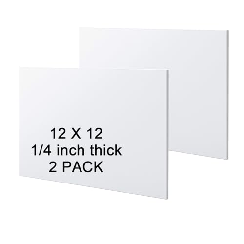 HDPE Sheet 1/4-2PCS 12" x 12" High Density Polyethylene Sheets with Protective Film 1/4 Thick HDPE Plastic Sheet Board Solid Plastic Block for Flat Panel DIY Projects Machining Home (White) - color: White, size: 12“x12"x1/4"
