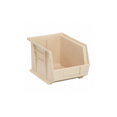 Quantum Storage QUS239 Heavy-Duty Stackable Plastic Storage Bins for Workshop, Warehouse & Garage, Ultra Stack & Hang, 10-3/4" x 8-1/4" x 7", Ivory, 6-Pack - color: Ivory
