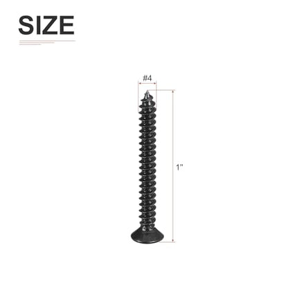 DTGN 100Pcs 4"x1" Flat Head Wood Screws, Self Tapping Screws Black - color: Black, size: #4x1"