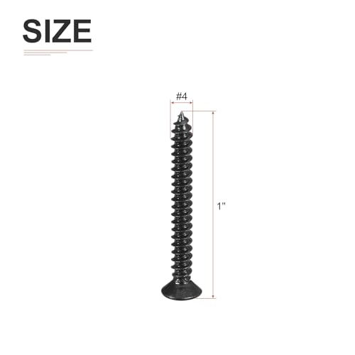 DTGN 100Pcs 4"x1" Flat Head Wood Screws, Self Tapping Screws Black - color: Black, size: #4x1"