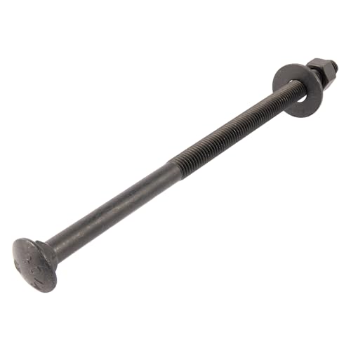 5/8 in. x 10 in. Black Carriage Bolt Kit Includes 12 Bolts, 12 Washers, and 12 Nuts, Ceramic Black Ruspert Coated for Exterior Use - 2X Rust Resistance of Galvanized by Makers Bolt - size: 5/8 x 10
