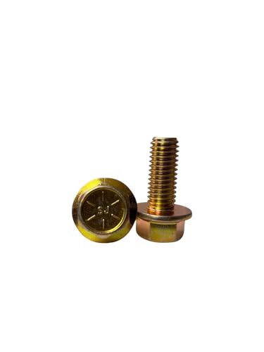 (25 Pieces) 1/2-13x1 1/4" Grade 8 Hex Flange Bolts Screws UNC Coarse Full Threads Zinc Yellow Trivalent