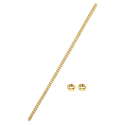 uxcell Brass Fully Threaded Rod, M5x0.8mm Pitch Right Hand Threads Studs with Solid Brass Hex Nuts, 200mm/8 Long Threaded Screw Rods Fasteners for Anchors Bolts Hangers Clamps - size: M5x0.8mmmm200mm