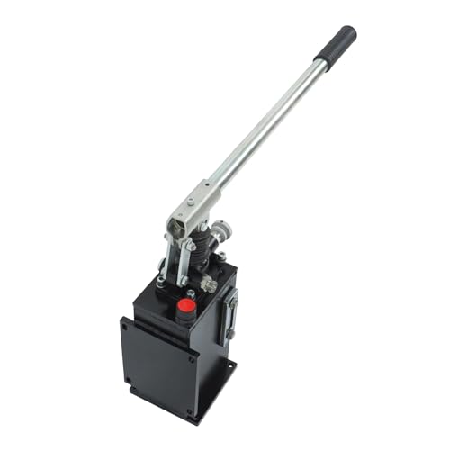 Hydraulic Piston Hand Pump with Release Knob for Single Acting Cylinder, Manual Single Acting Hydraulic Pump with 3-Quart Steel Vertical Tank, 1.5 CID, 3,600 PSI, 3/8" NPTF