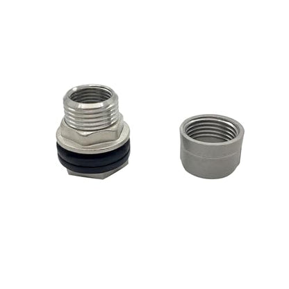 Beduan Stainless Garden Hose Bulkhead Fitting, 3/4 GHT Male to 1/2 Female Bulkhead Water Tank Connector Thru-bulk Fitting for Rain Barrels, Aquariums, Sinks, Irrigation with Caps(Pack of 2) - size: 1/2 NPT to 3/4 GHT