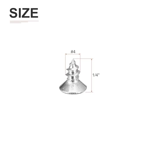 DTGN 100Pcs #4x1/4 Flat Head Wood Screws, 304 Stainless Steel Phillips Self Tapping Screws - Good for Woodworking, Furniture - Silver - color: Silver, size: #4x1/4"