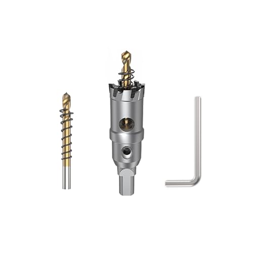 HUHAO TCT Hole Saw Kit 29/32"(23mm),Heavy Duty Tungsten Carbide Tipped Hole Drill Bit with Titanium-Plated Pilot Drill bit,Tipped Hole Cutters for Hard Metal,Alloy,Stainless Steel, Plastic,Iron - size: 29/32"(23mm)