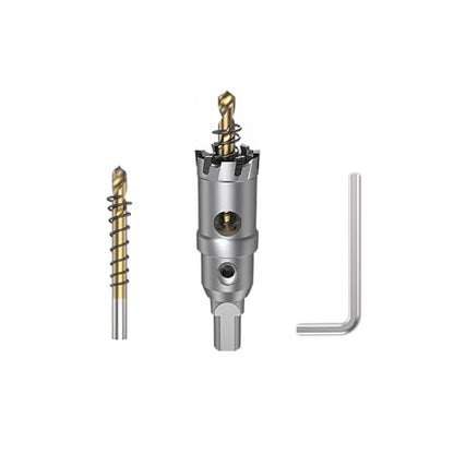 HUHAO TCT Hole Saw Kit 29/32"(23mm),Heavy Duty Tungsten Carbide Tipped Hole Drill Bit with Titanium-Plated Pilot Drill bit,Tipped Hole Cutters for Hard Metal,Alloy,Stainless Steel, Plastic,Iron - size: 29/32"(23mm)