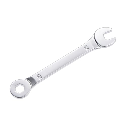 uxcell Thin Combination Wrench with Offset 6-Point End and Angled Open End, Metric Mirror-Chrome Plated High Carbon Steel, for Household Repairs, 5mm - size: 5mm