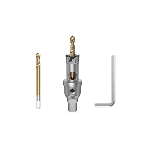 HUHAO TCT Hole Saw Kit 19/32"(15mm),Heavy Duty Tungsten Carbide Tipped Hole Drill Bit with Titanium-Plated Pilot Drill bit,Tipped Hole Cutters for Hard Metal,Alloy,Stainless Steel, Plastic,Iron - size: 19/32"(15mm)