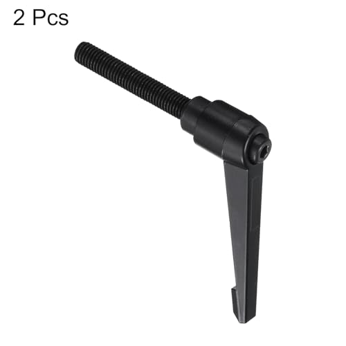 uxcell M10 x 70mm Handle Adjustable Clamping Lever Thread Push Button Ratchet Male Threaded Stud Knobs Locking Rotating Screw Handles Quick Release Bolt Black 2pcs - color: Black, size: M10 x 70mm