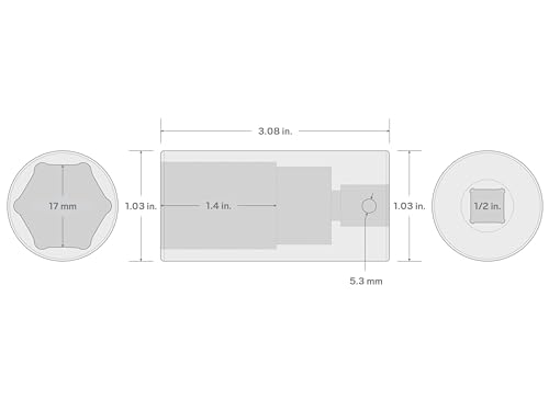 TEKTON 1/2 Inch Drive x 17 mm 6-Point Impact Socket | SID23117 - size: 17 mm, style: Deep
