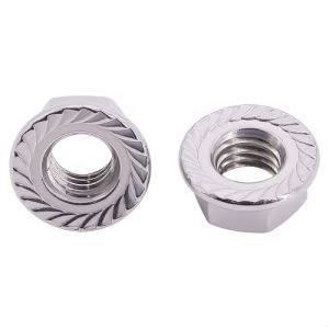 1/2-13 (20 Pcs) Serrated Flange Hex Nuts, 304 Stainless Steel 18/8 Hexagon Head Flange Nuts, Coarse Machine Thread - size: 1/2"-13