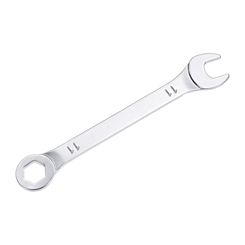 uxcell Thin Combination Wrench with Offset 6-Point End and Angled Open End, Metric Mirror-Chrome Plated High Carbon Steel, for Household Repairs, 11mm - size: 11mm