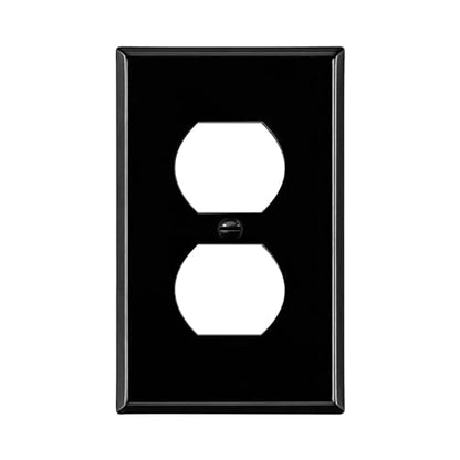 ENERLITES Duplex Receptacle Outlet Metal Wall Plate, 1-Gang, Black Gloss - color: Black Gloss, size: Standard Size