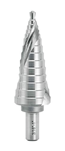 Industrial HSS Step Drill Bit 3/16'' to 1'' with 3/8'' Shank, Unibit Double Spiral Flute with 14 Step Size for Metal, Stainless Steel, Aluminum, Plastic - size: 3/16''- 1''