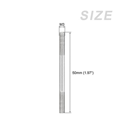METALLIXITY Double Ended Stud Screws (M3 Thread 50mm Length) 10pcs, 304 Stainless Steel Dual Threaded Rod Bolts - for House Maintenance - size: M3x50mm