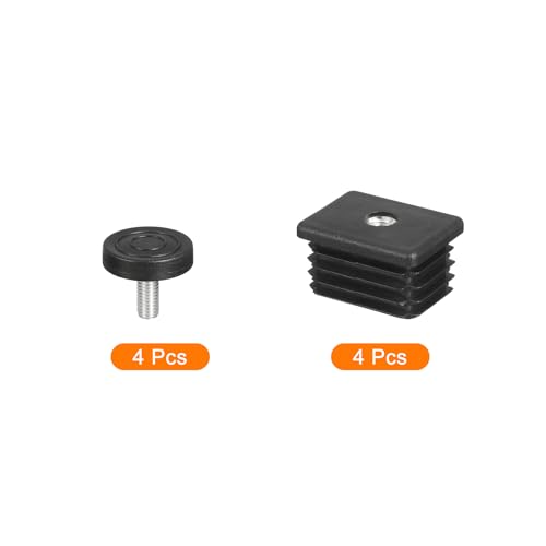 uxcell 4 Pcs Leveling Feet, 30x40mm Plastic Adjustable Furniture Leg Leveling Rectangle Tube Insert Screw-in Glide Levelers Fit Hole 30mm for Table Chair Furniture, Black - size: 30x40mm