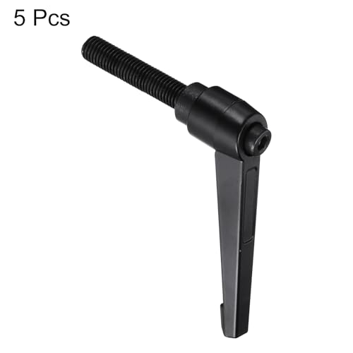 uxcell 5pcs Adjustable Clamping Lever Handle M12 x 60mm Metric Black Oxide Carbon Steel Male Threaded Stud Hand Knobs Ratchet Rotating Screw Handles Bolts with Locking Lever Black - size: M12 x 60mm