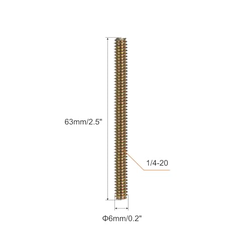 uxcell 12pcs Fully Threaded Rods 1/4x2-1/2 All Thread Studs Long Threaded Screw Carbon Steel for Furniture Garden Railing Mounting Assembly Fastening Frame Connection Colorful Zinc - size: 1/4x2-1/2"