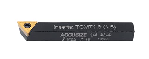 Accusize Industrial Tools 1/4'' by 2'' Oal 5 Pc Indexable Turning Tool Set with Tcmt1.8(1.5) Carbide Inserts, 2380-5022 - size: 1/4 in