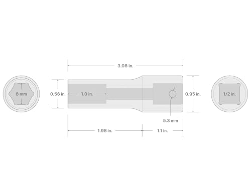 TEKTON 1/2 Inch Drive x 8 mm 6-Point Impact Socket | SID23108 - size: 8 mm, style: Deep